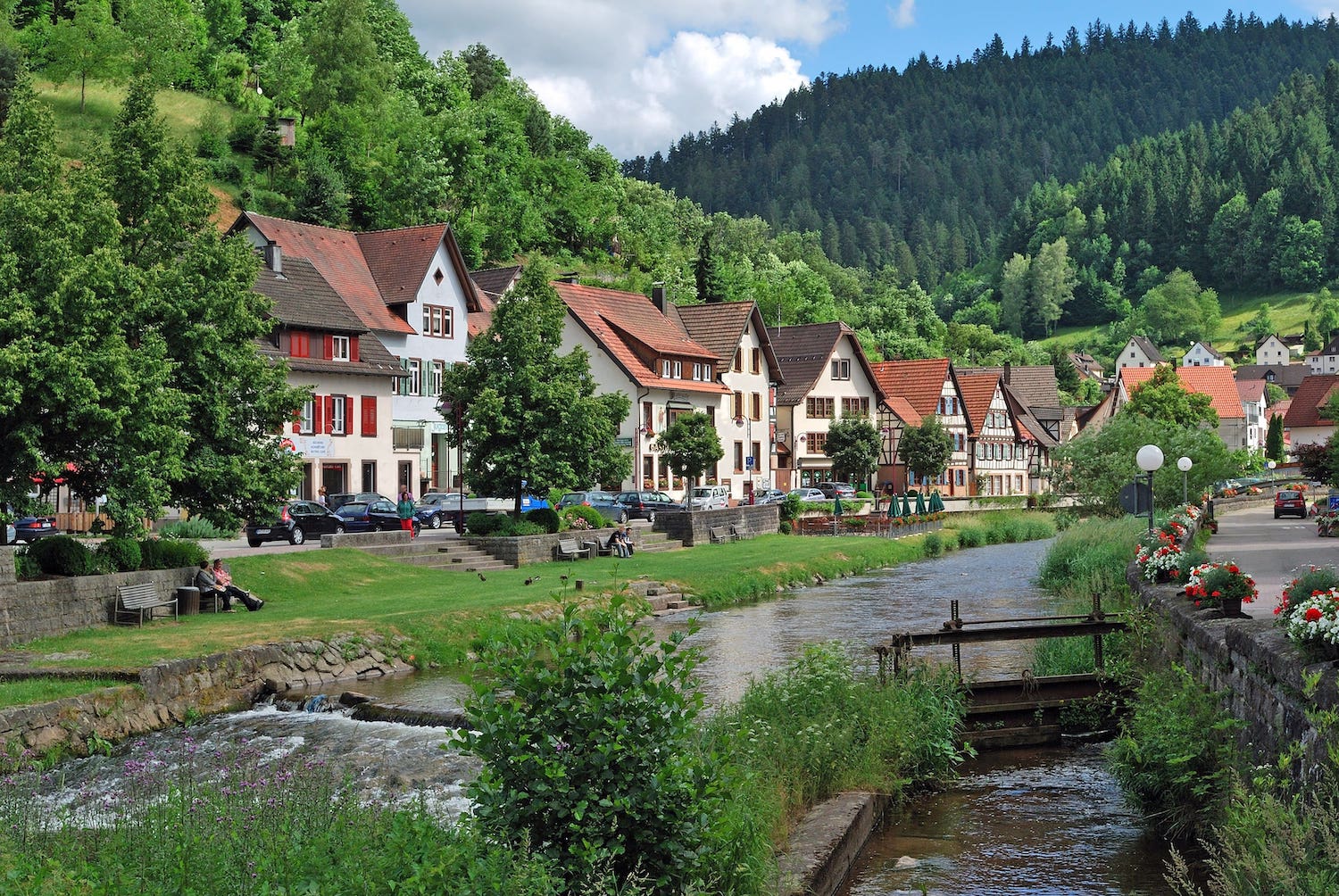 The river Schiltach in the village of Schiltach in the Black Forest in Germany.