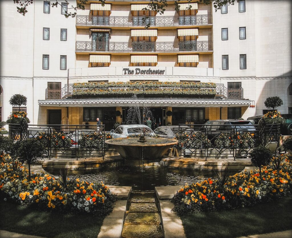 The Dorchester opened in 1931 and retains its Art Deco style.