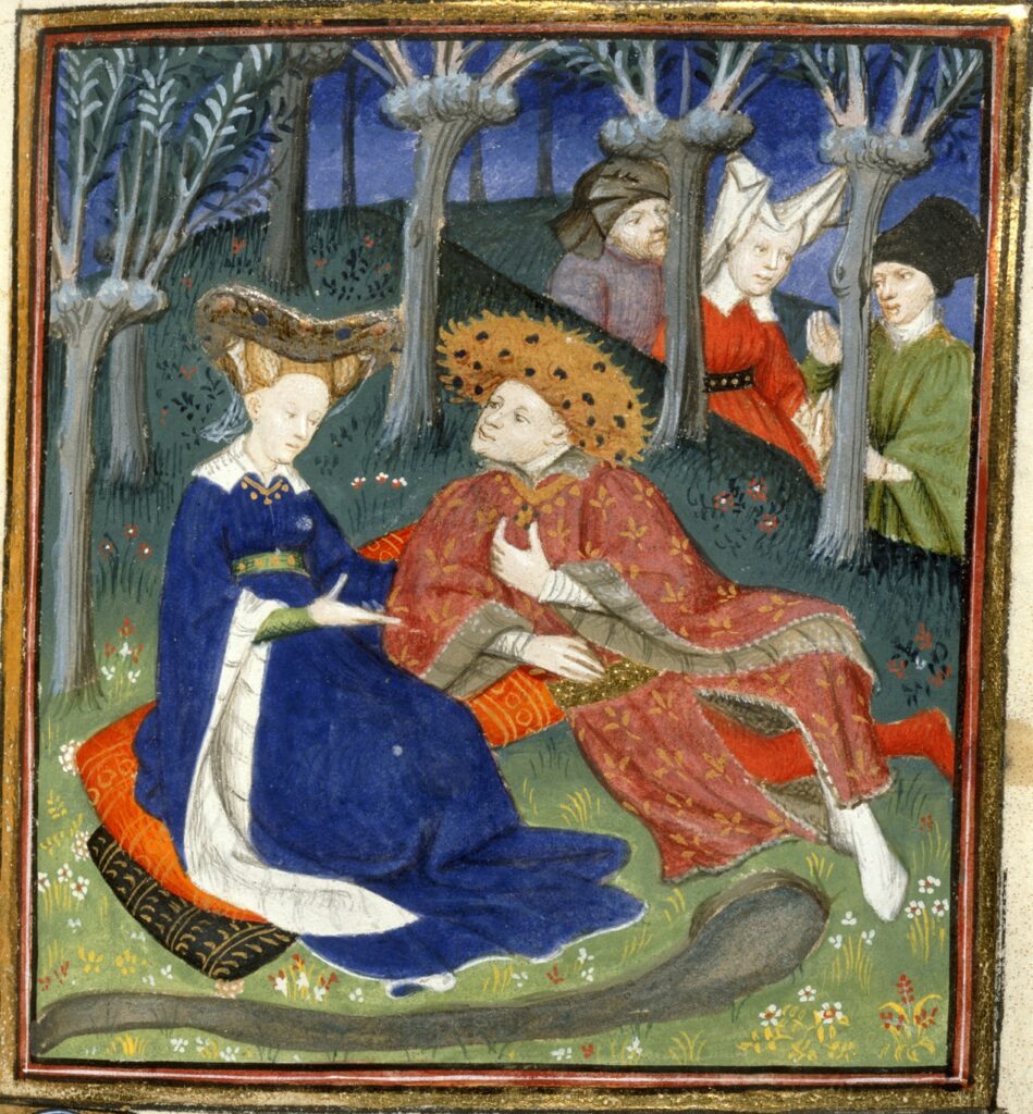 It was not until the Middle Ages that Valentines Day was explicitly associated with romance. 'Duke and ladies in a garden by Master of the Cité des Dames, from Collected Works of Christine de Pisan, 1410-1411. Courtesy: British Library/Flickr